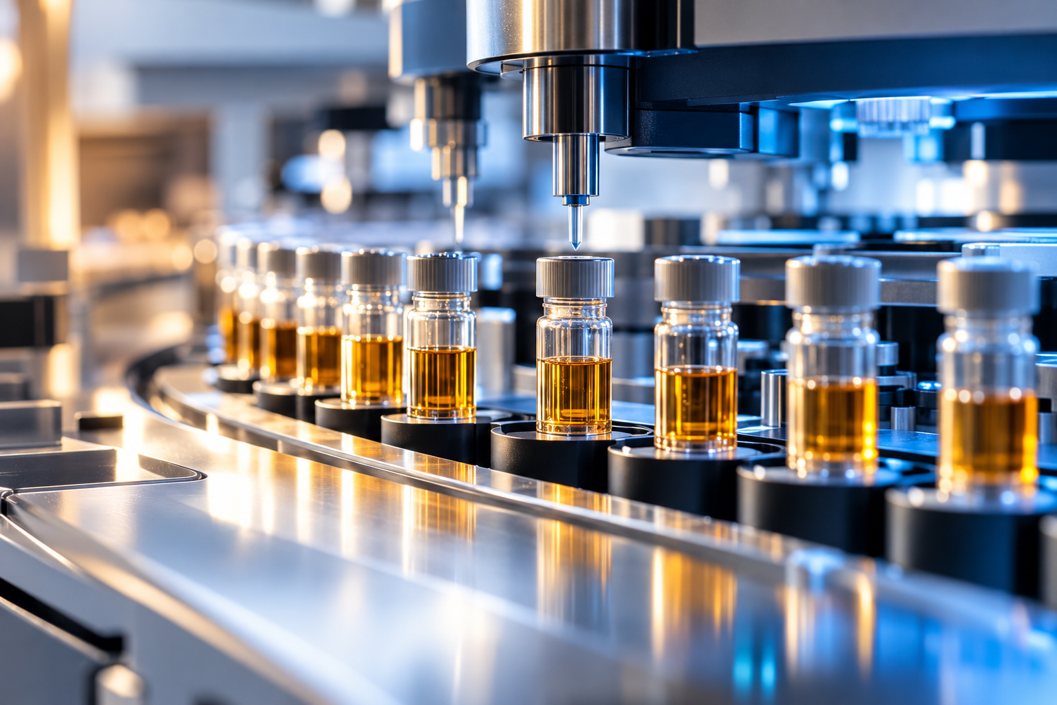 Clinical chemistry analyzer processing serum vials
